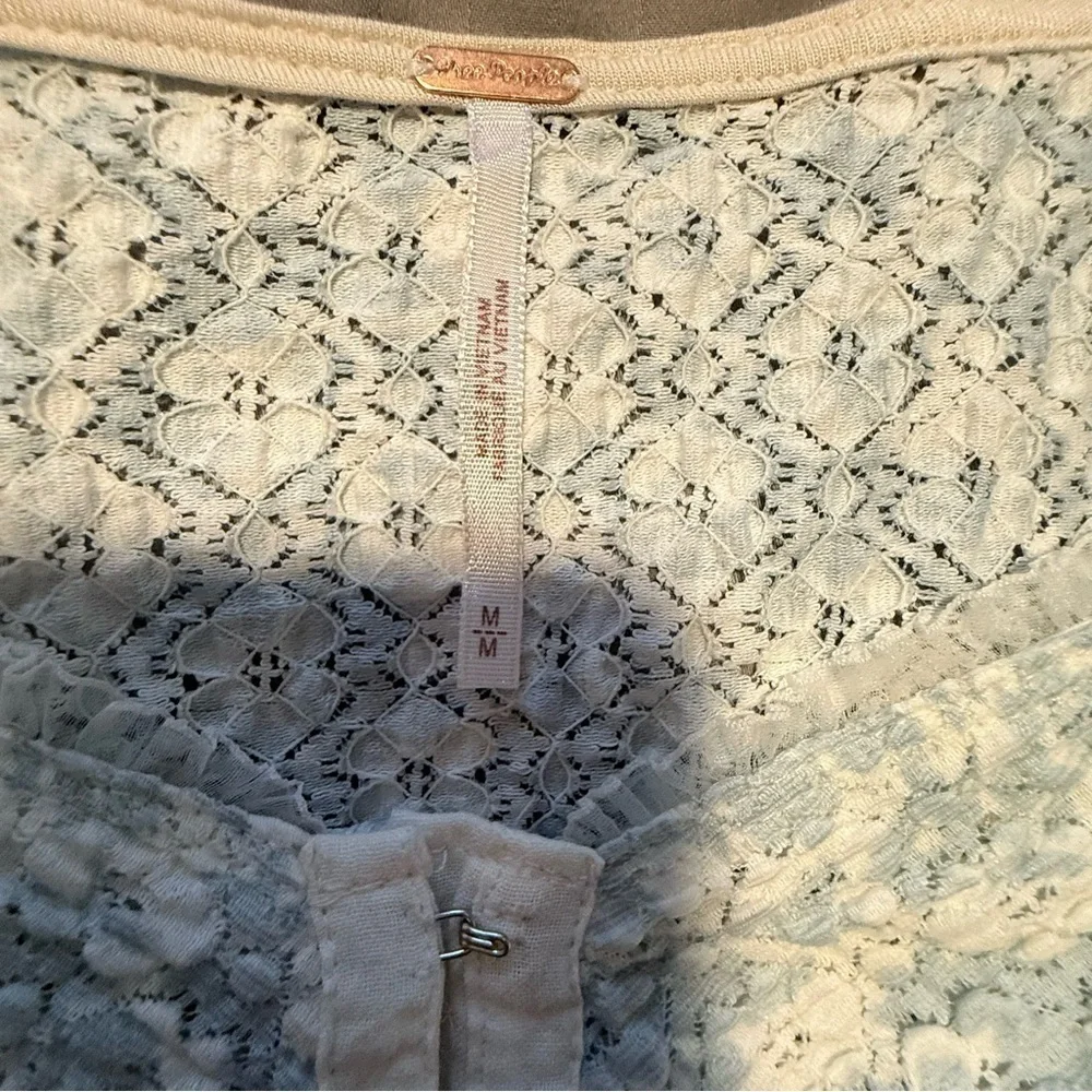Free People White Puff Sleeve Fitted Blouse